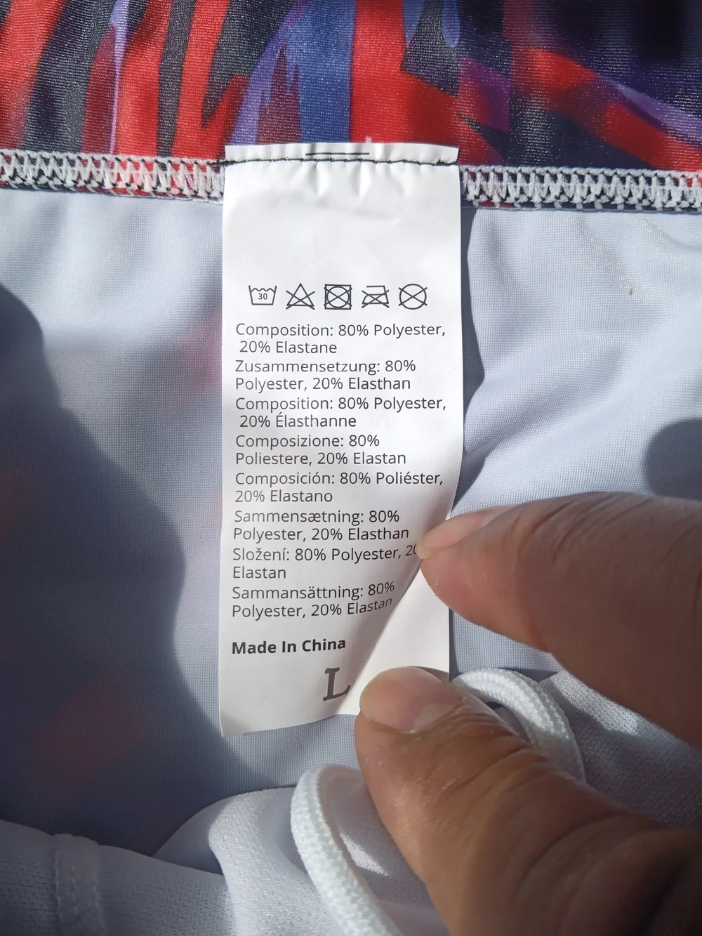 Men's Black Swim Trunks with Red & Blue Abstract Print